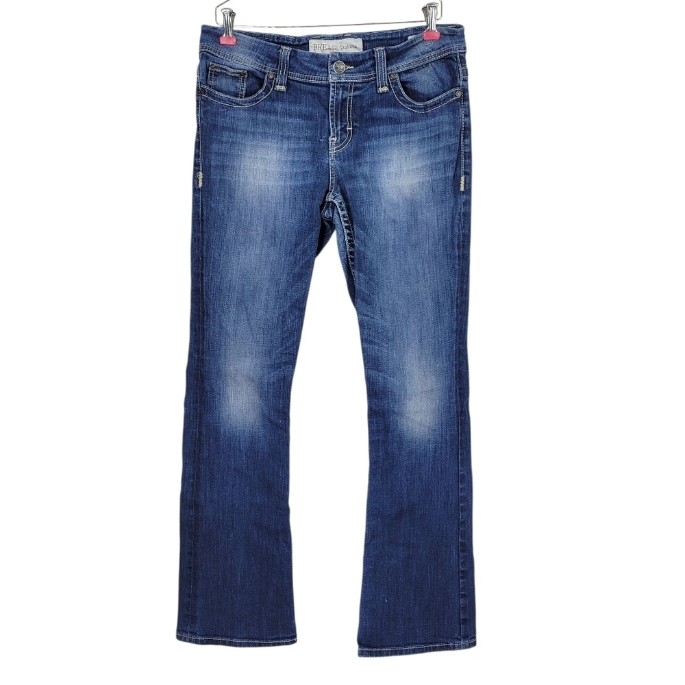 BKE Dakota Bootcut Jeans Women Size 31L 34X31 Thick Stitch Stretch Medium Wash